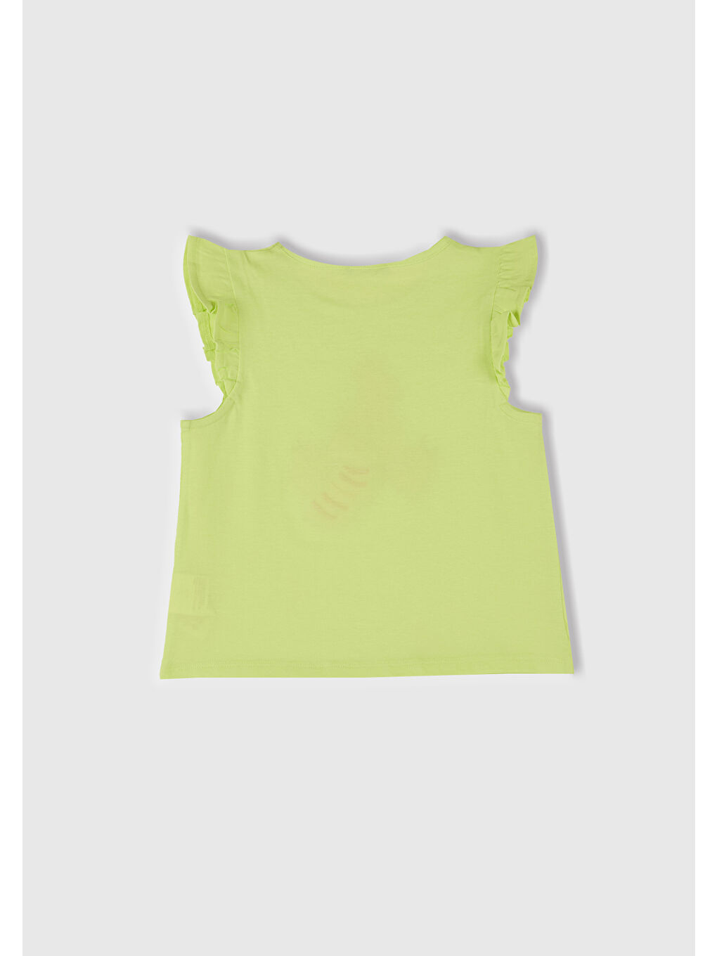 Kız Çocuk Sarı Önü Baskılı Pile Kollu T-Shirt-2