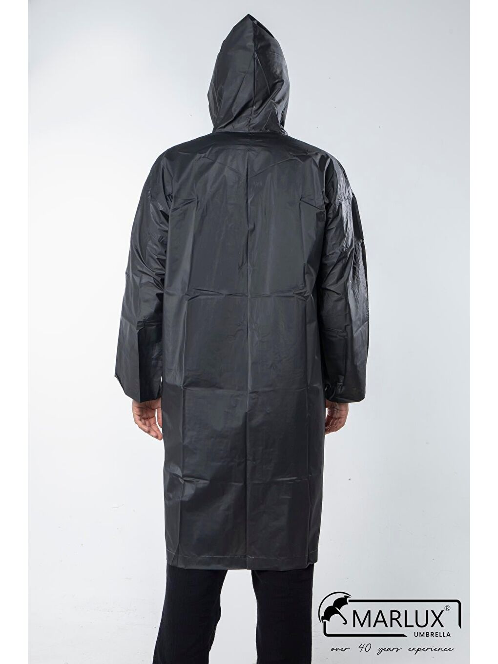 Kadın Erkek Yağmurluk Kapüşonlu Çıtçıtlı Eva Siyah Yağmurluk M21MRC881R03-7