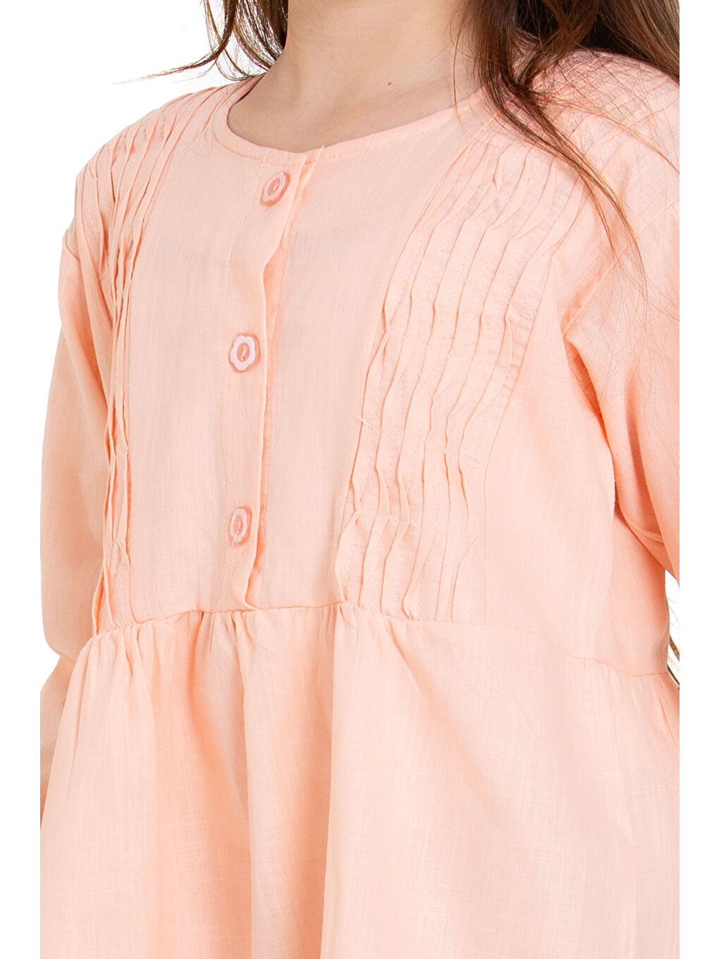 Pembe Kız Çocuk Pile Fırfır Detaylı Elbise P1017-3