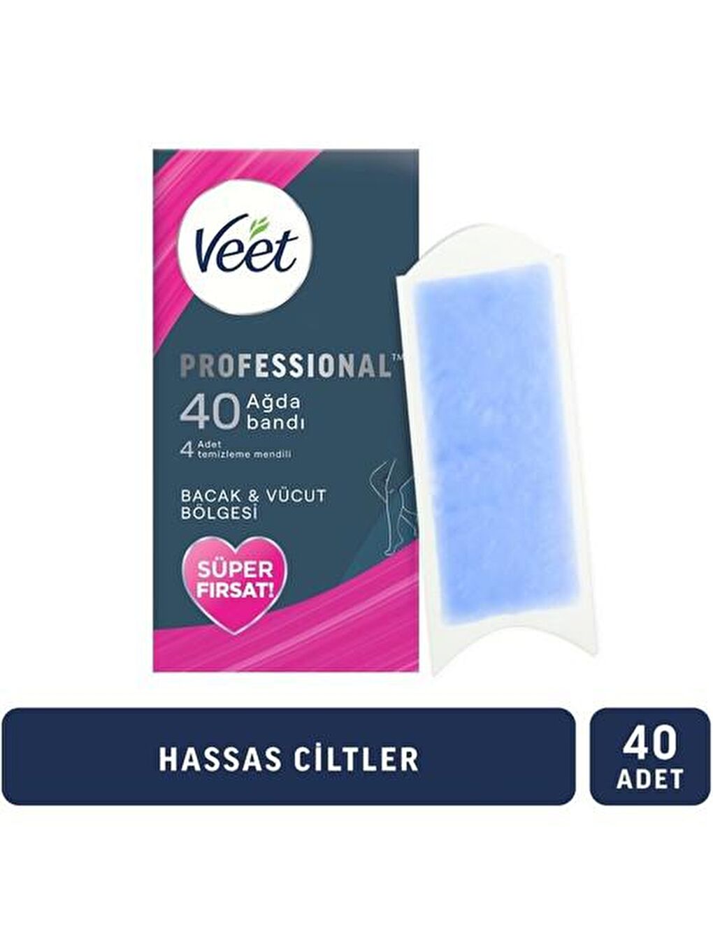 Veet Renksiz Professional Ağda Bandı Hassas Ciltler İçin 40 lı