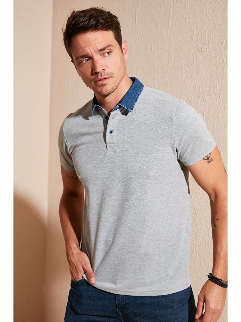 Buratti Orta Gri % 100 Pamuk Düğmeli Regular Fit Polo T Shirt 5902134