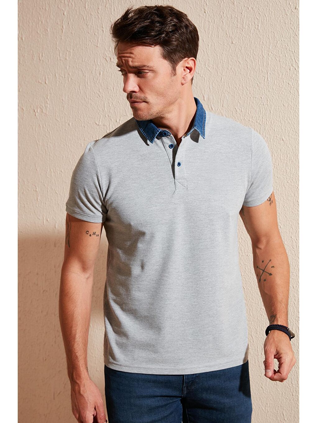 Buratti Orta Gri % 100 Pamuk Düğmeli Regular Fit Polo T Shirt 5902134 - 1