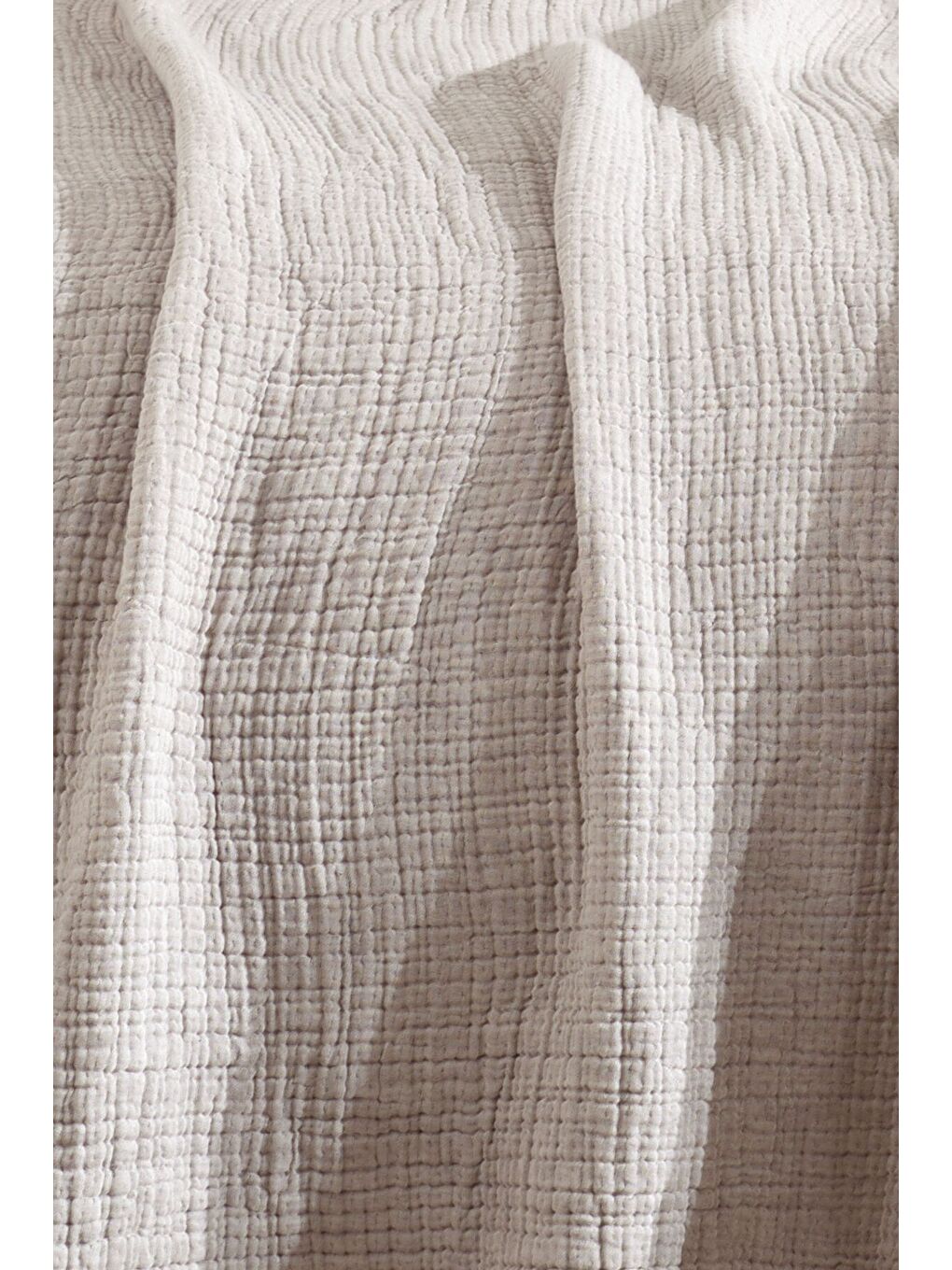 Bej 5 Katlı %100 Pamuk Müslin Yatak Örtüsü – 230x240 cm-1
