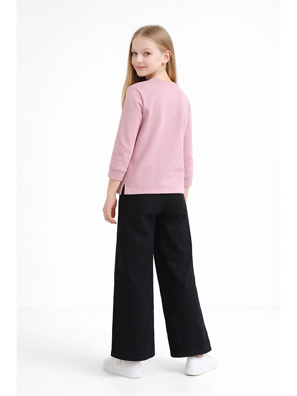 Pembe Gül Nakışlı Badili Jean Pantolonlu Kız Çocuk 2li Takım 23750-3