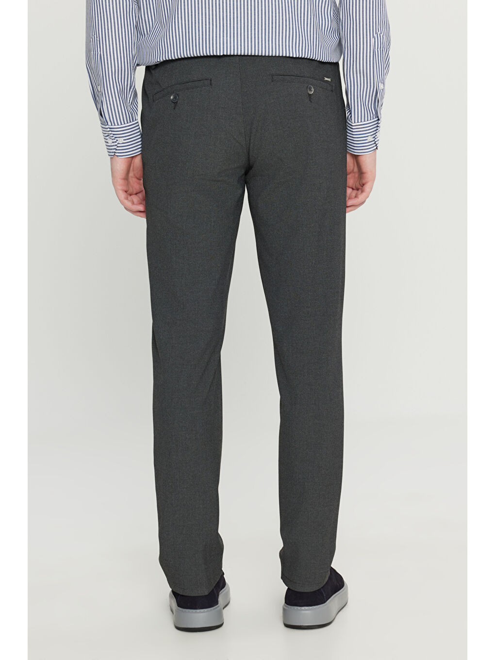 Erkek Antrasit Slim Fit Dar Kesim Beli Bağlamalı Yan Cepli Casual Jogger Pantolon-4