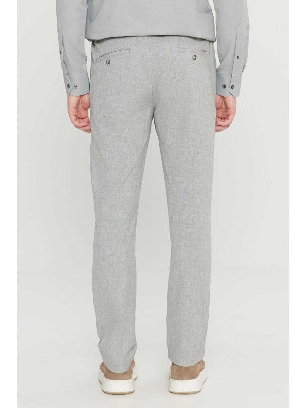 Erkek Gri Slim Fit Dar Kesim Beli Bağlamalı Yan Cepli Casual Jogger Pantolon-4