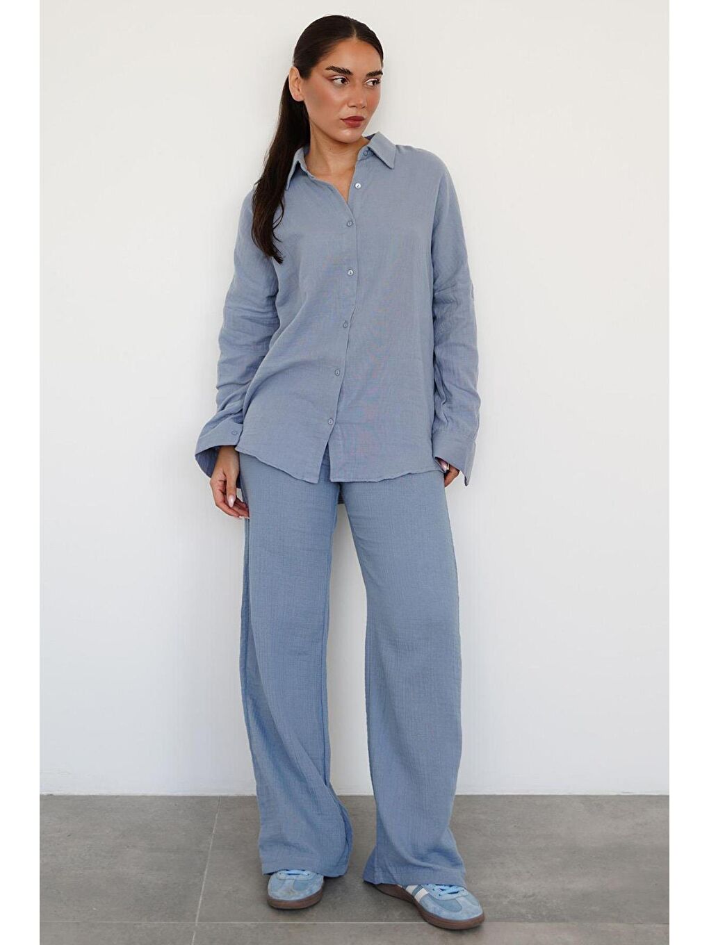 Mavi Basic Kadın Gömlek Pantolon Takım Mg2461-2