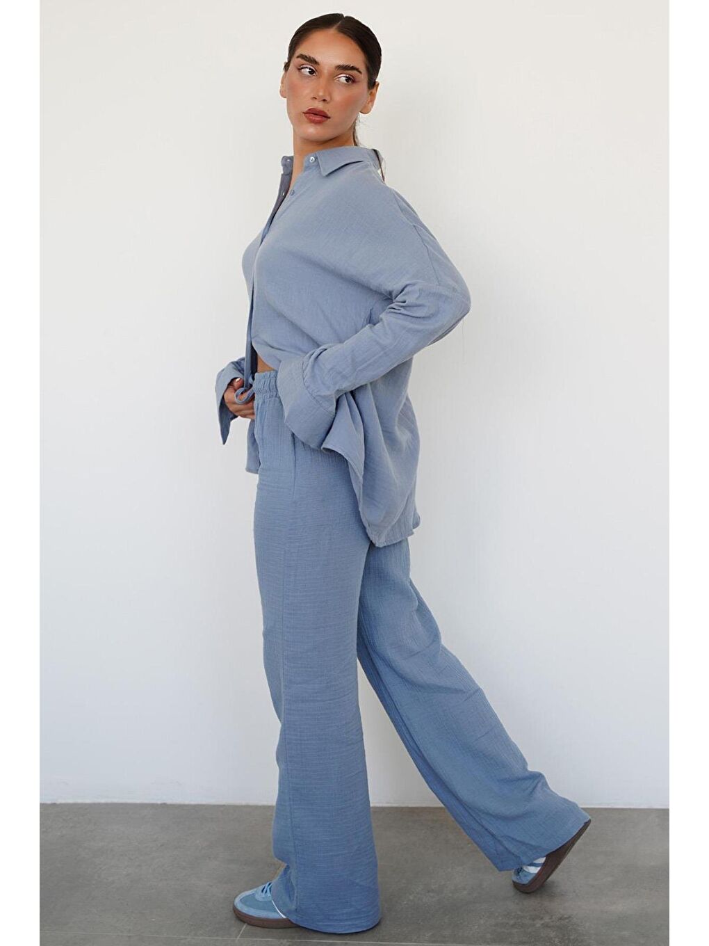 Mavi Basic Kadın Gömlek Pantolon Takım Mg2461-4
