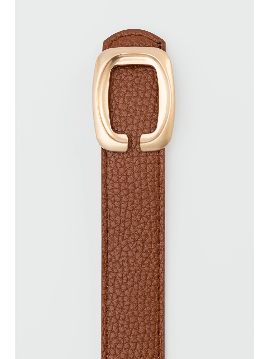 Kahverengi Dikdörtgen Şekilli Suni Deri Kemer Taba-2