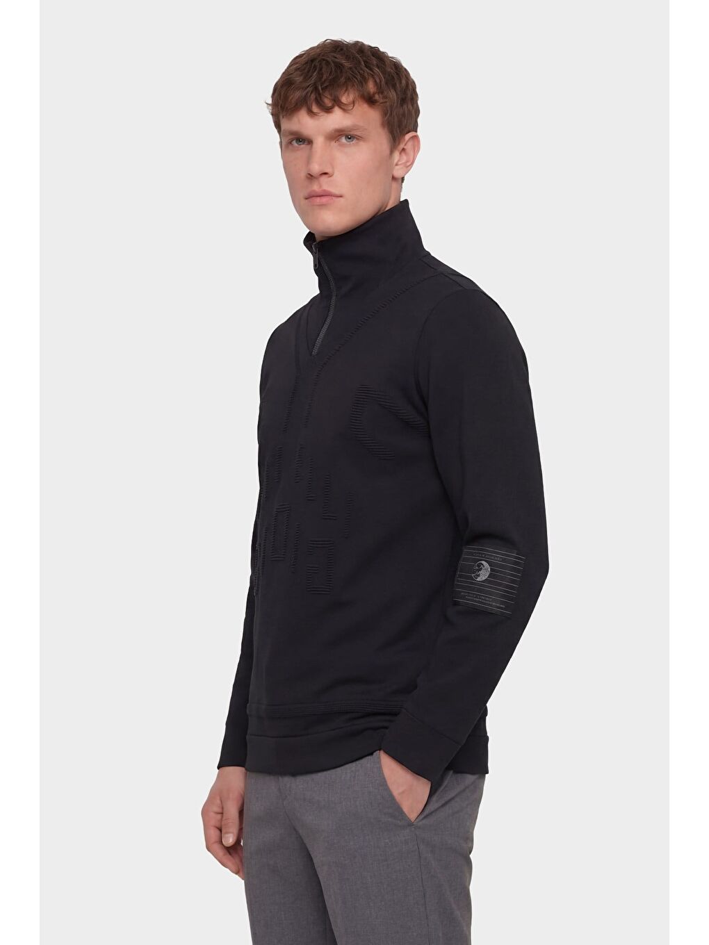 Giotelli Erkek Siyah Normal Kesim Regular Fit Yünlü Dokuma Fermuarlı Balıkçı Yaka Triko Kazak-2