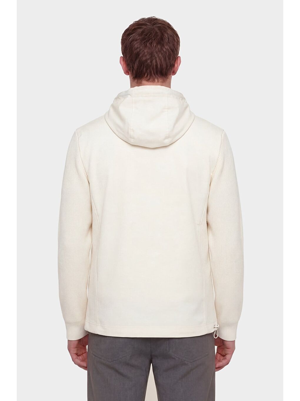 Giotelli Erkek Ekru Normal Kesim Regular Fit Fleto Kapaklı Cep Kapüşonlu Sweatshirt-3
