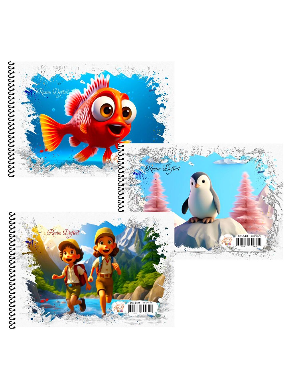 17x24 15 Yaprak Karton Kapak Spiralli Küçük Boy Resim Defteri 3 Adet GEN-2410