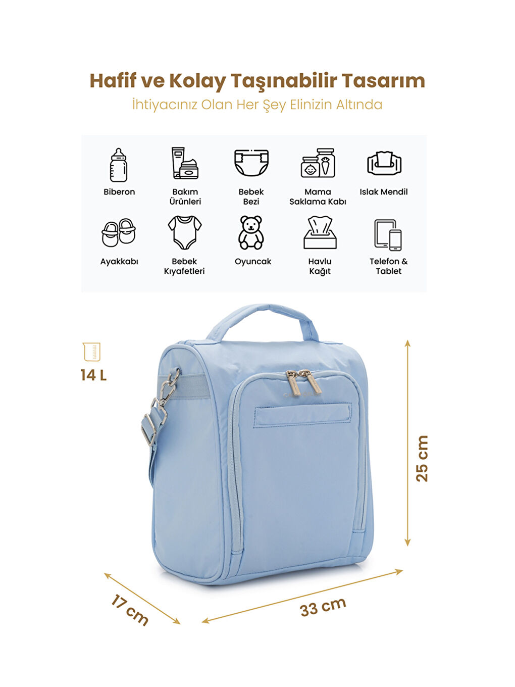 SnapPack Antibakteriyel Astarlı Çok Fonksiyonlu Çapraz Anne Çantası-1