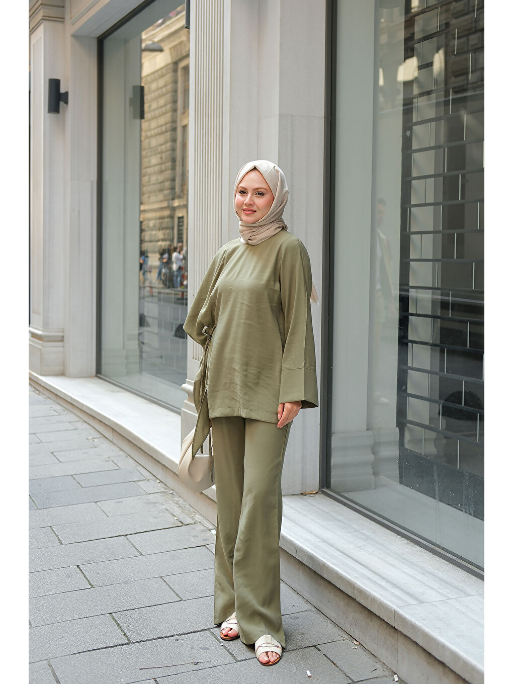Kadın Pelerinli Modal Takım Küf Yeşil-1