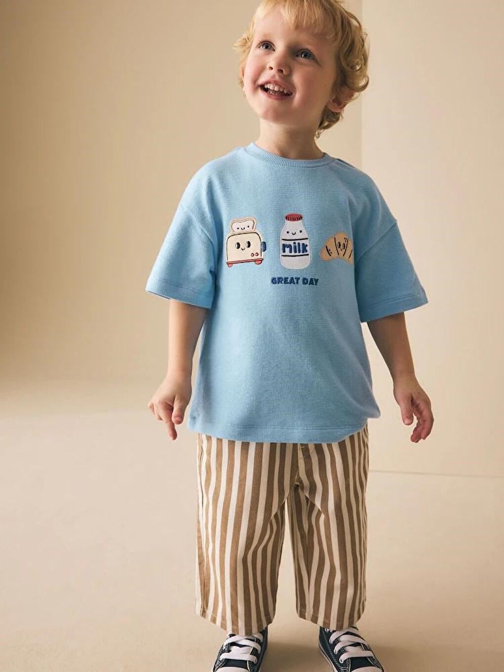 Erkek Çocuk Bebe Mavi Baskılı Jogger Pantolonlu Altüst Takım