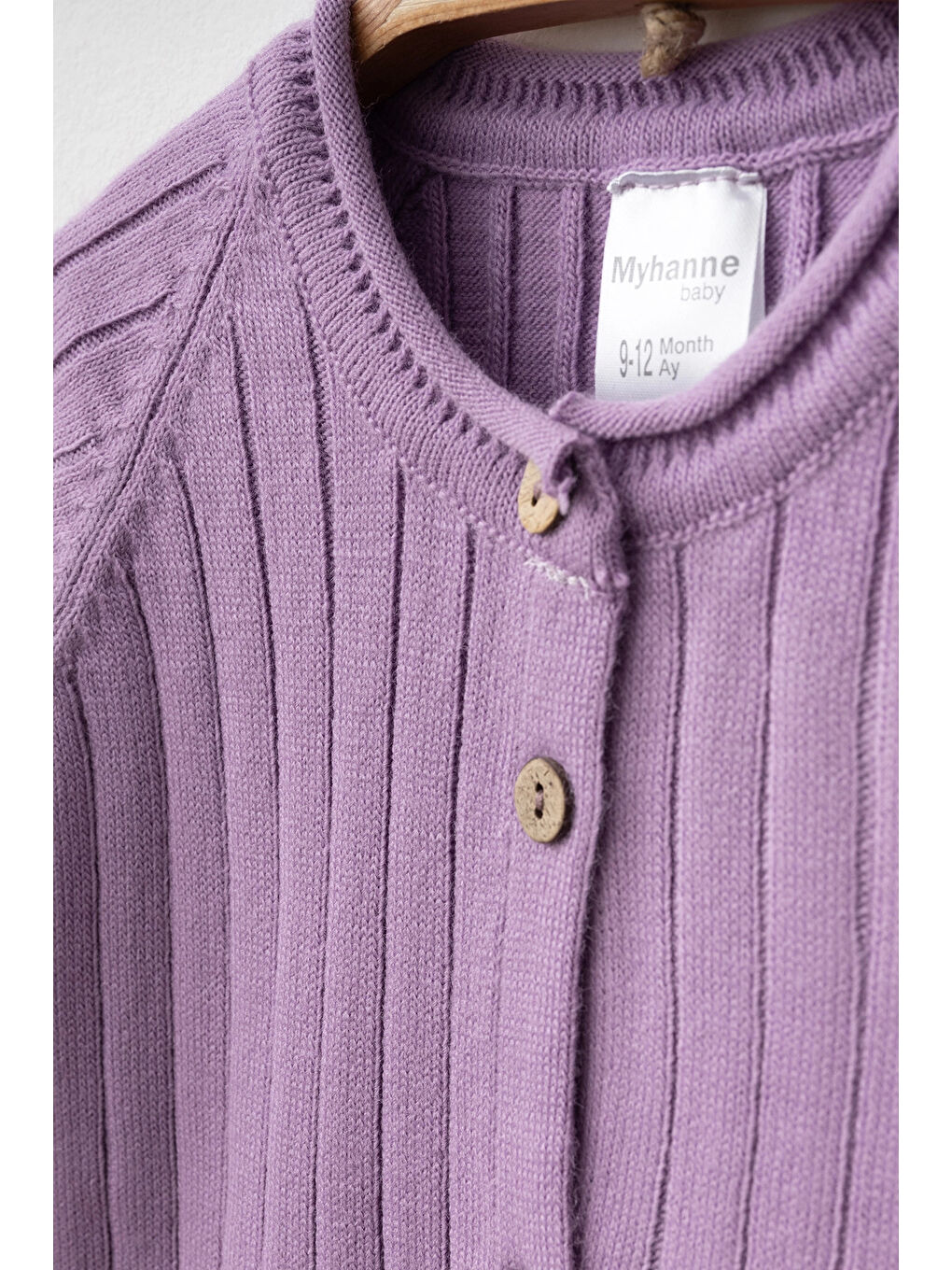 Lila Fırfırlı Düğmeli Triko Takım 4035-1