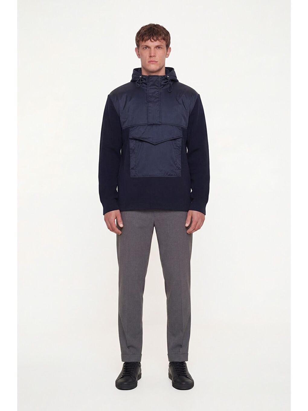 Giotelli Erkek Lacivert Normal Kesim Regular Fit Fleto Kapaklı Cep Kapüşonlu Sweatshirt-1