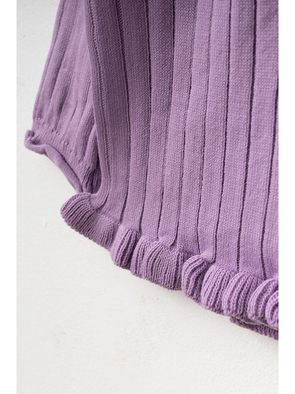 Lila Fırfırlı Düğmeli Triko Takım 4035-2