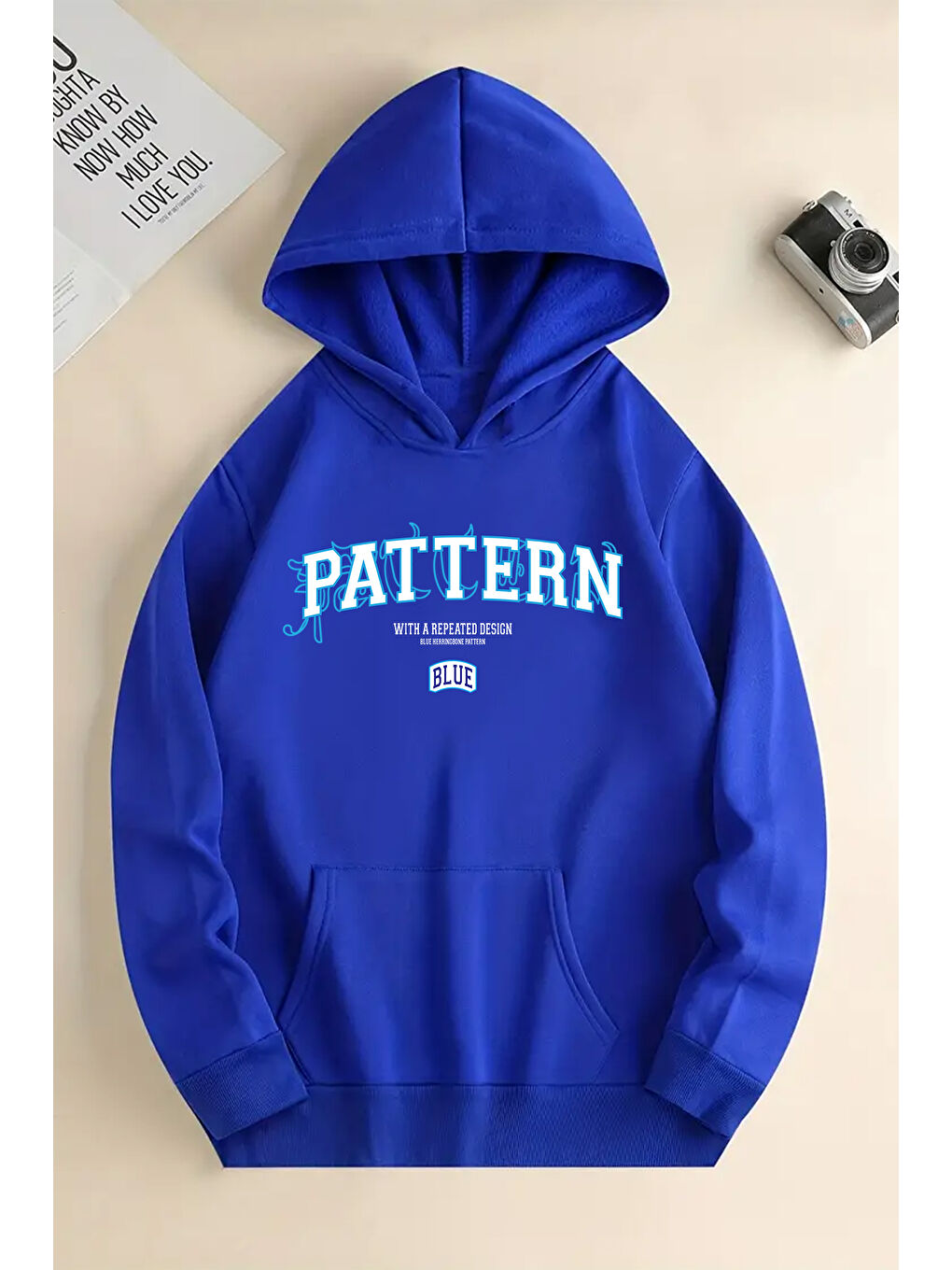 uyguntarz Mavi Pattern Baskılı Unisex Oversize Sweatshirt