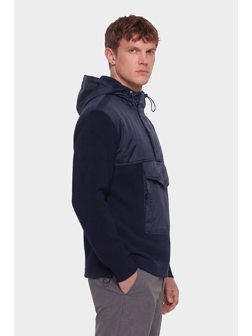 Giotelli Erkek Lacivert Normal Kesim Regular Fit Fleto Kapaklı Cep Kapüşonlu Sweatshirt-2