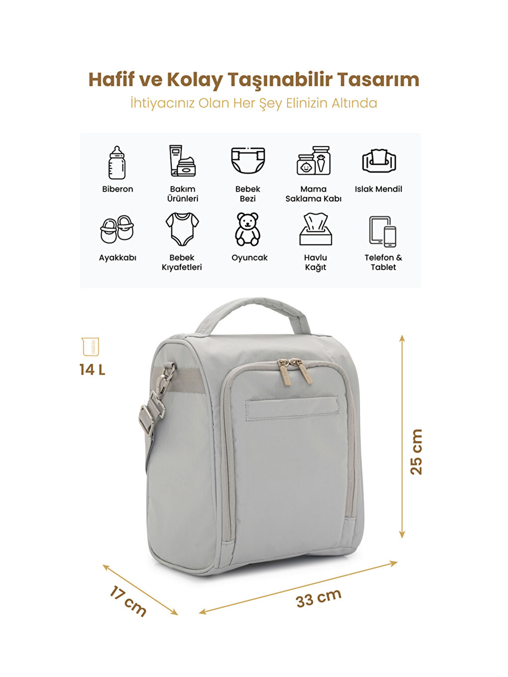 SnapPack Antibakteriyel Astarlı Çok Fonksiyonlu Çapraz Anne Çantası-1
