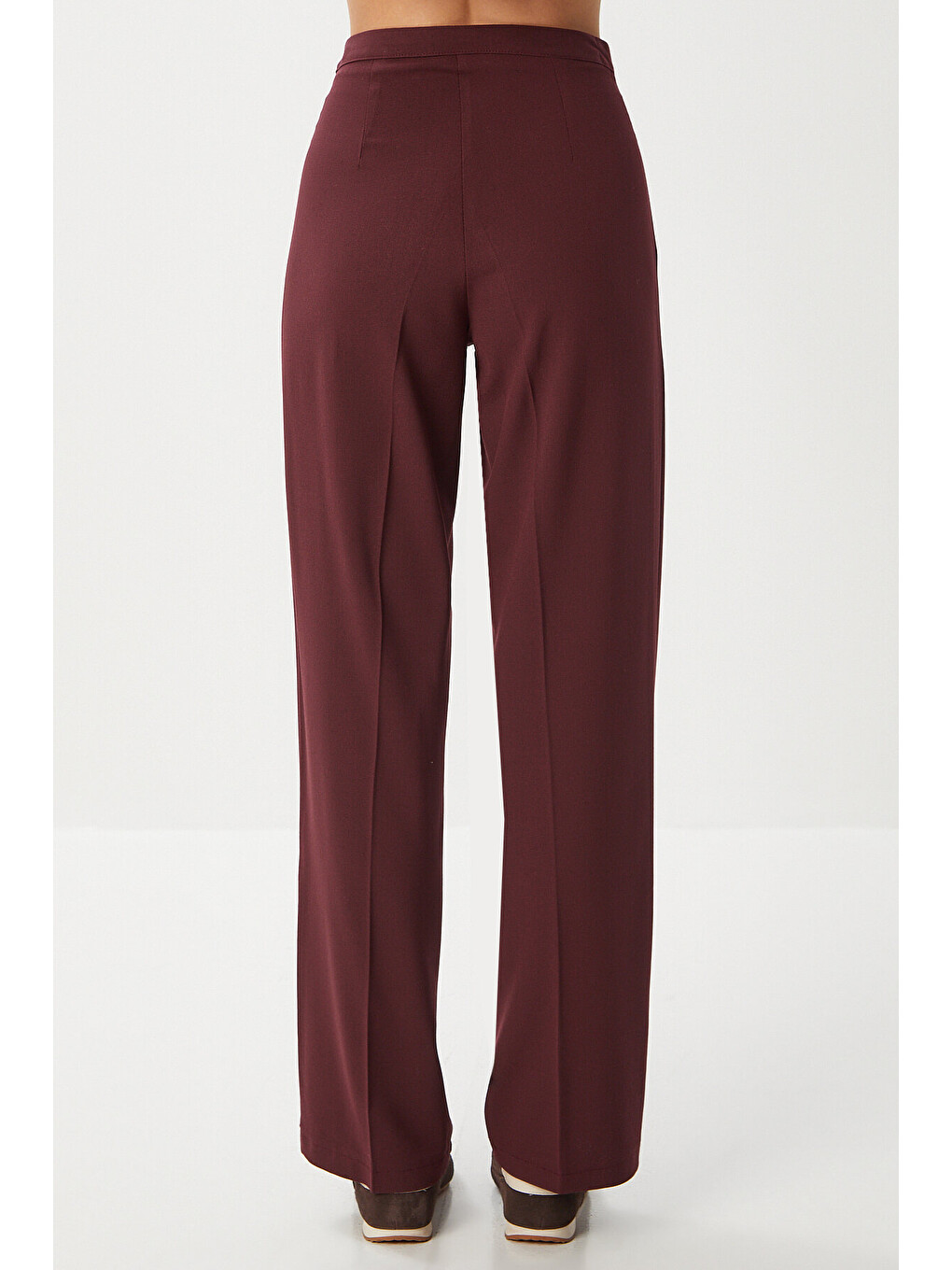 Dikişli Straight Poliviskon Pantolon Bordo Lgp0023-3
