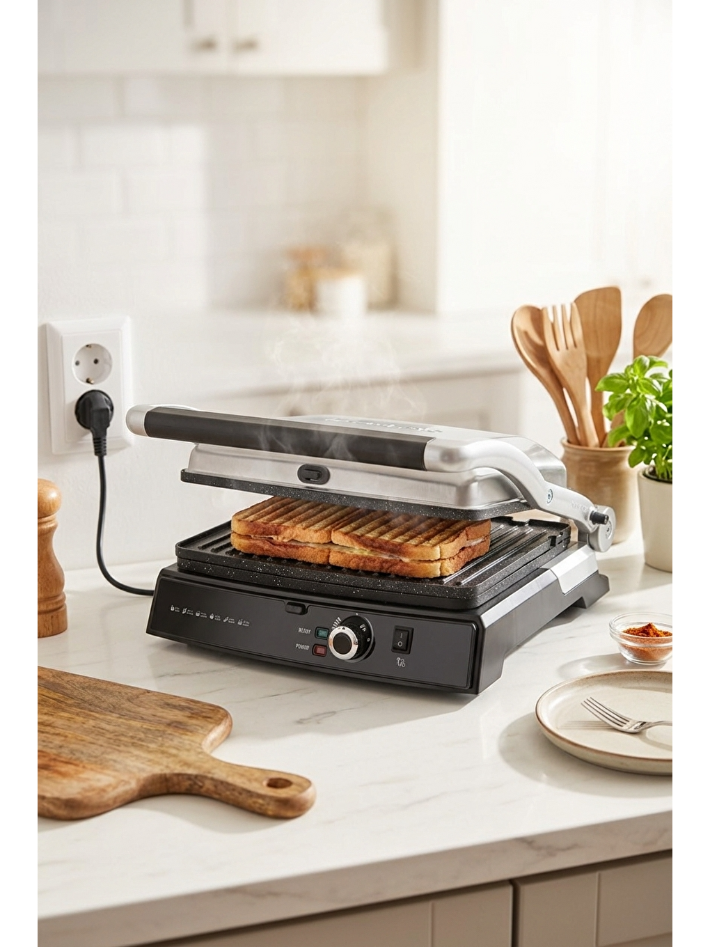 Ruby 2000w 6 Dilim Kapasiteli Çıkarılabilir Plakalı Izgara Ve Tost Makinesi Inox
