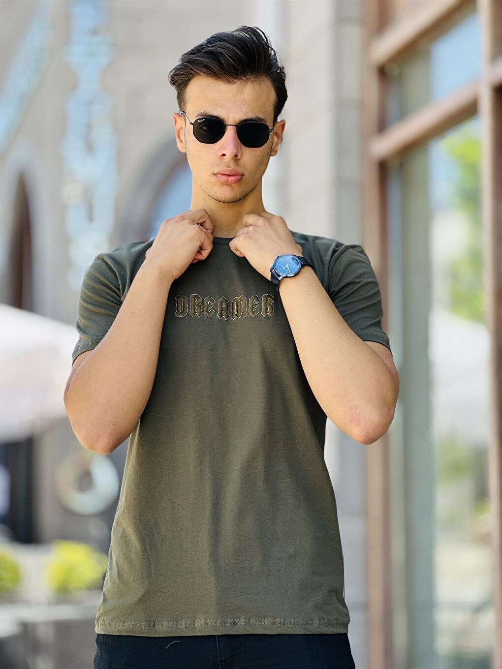 Dreamer Nakış Detaylı Kısa Kollu Tişört Regular Fit-Haki