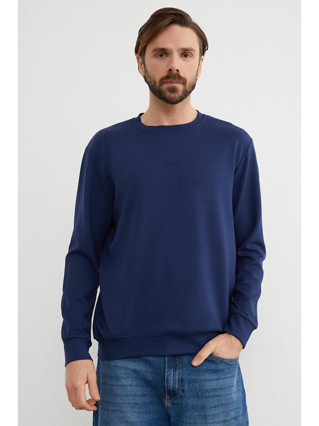 İndigo Basic Bisiklet Yaka Modal Kumaş Sweatshirt