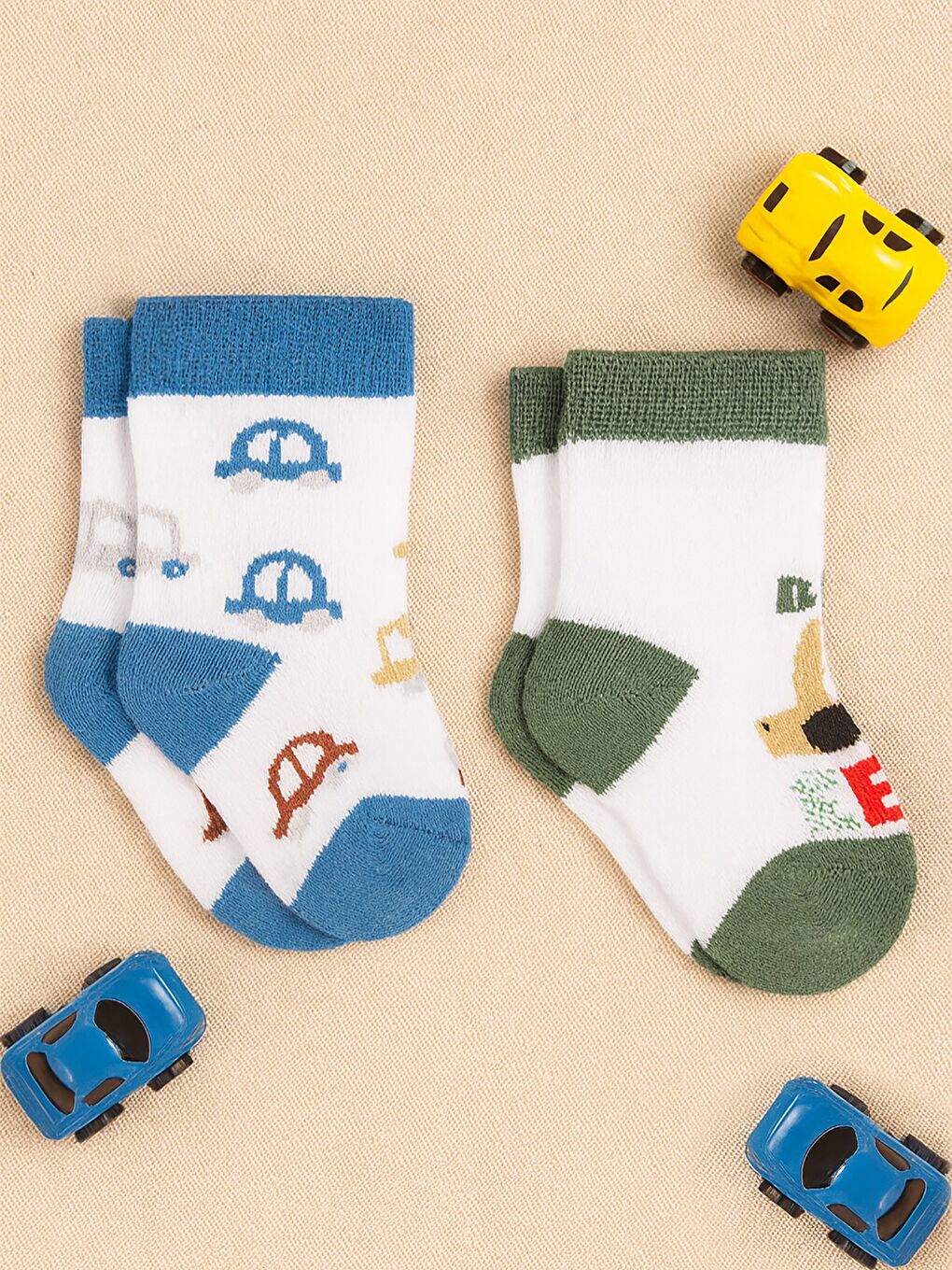 Beyaz Baby Beep Havlu 6- 2'li Bebek Erk Çorap Set - Standart