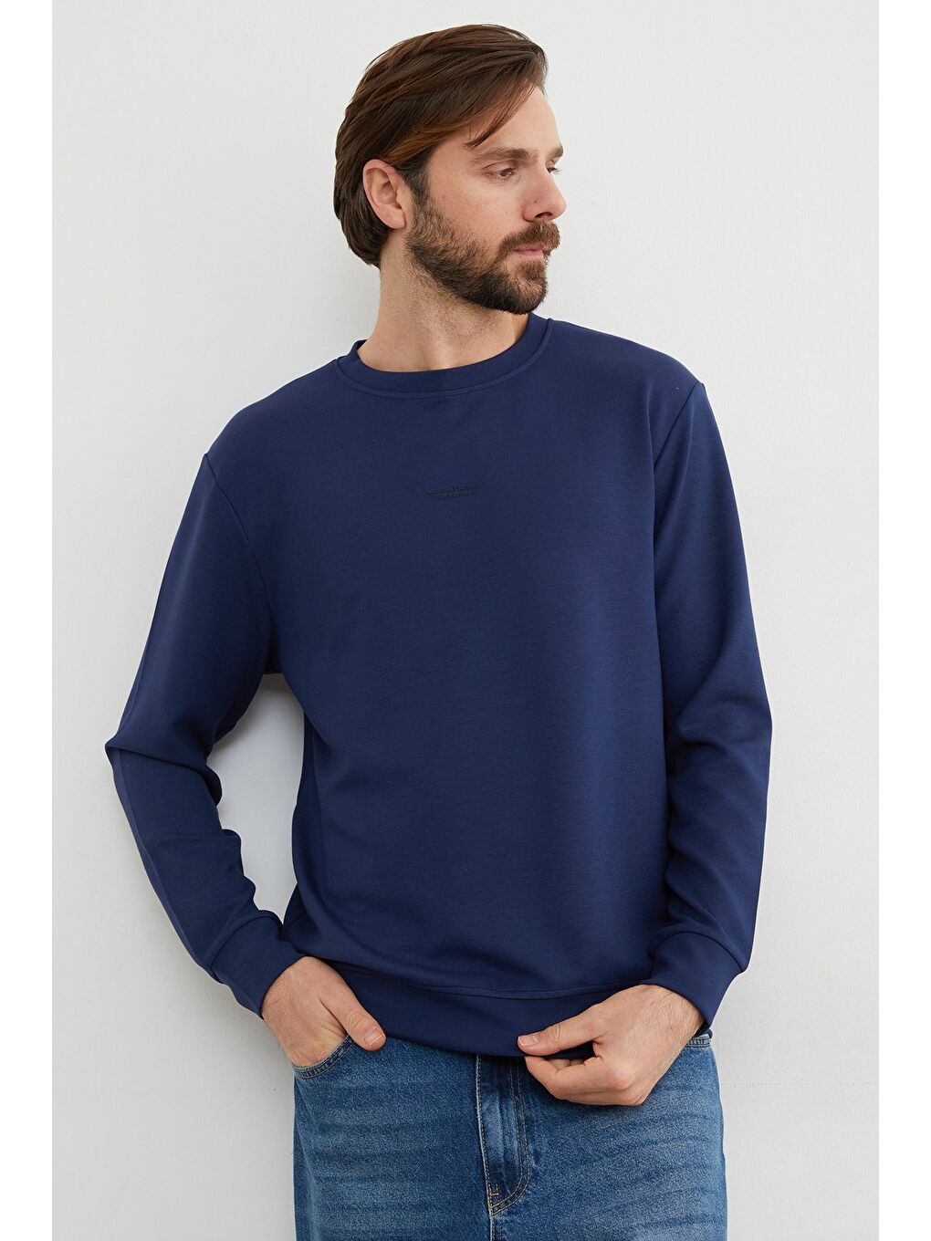 İndigo Basic Bisiklet Yaka Modal Kumaş Sweatshirt-3
