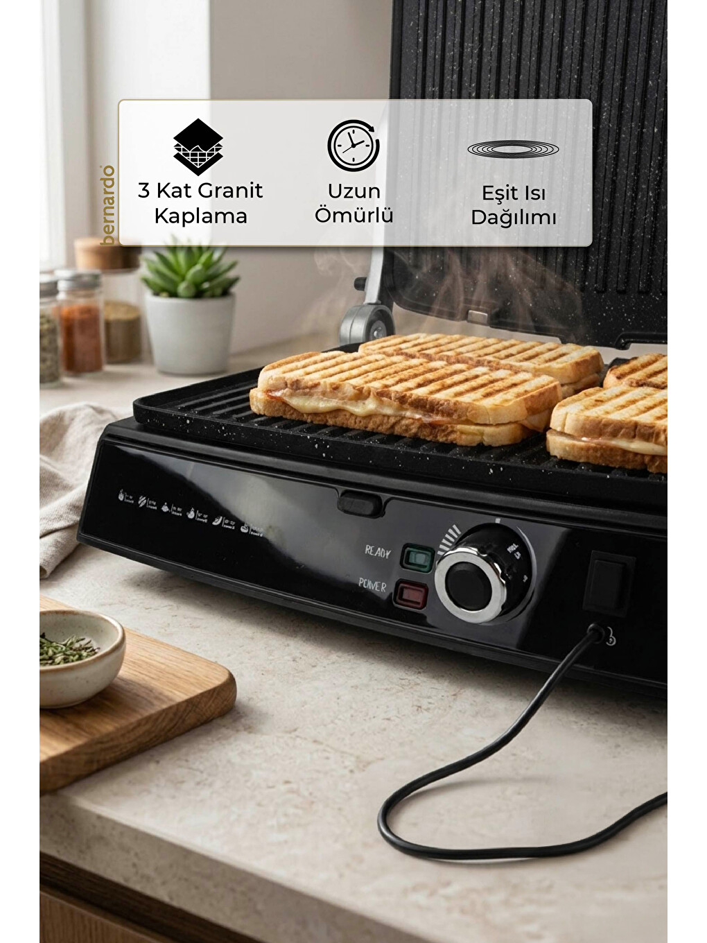 Ruby 2000w 6 Dilim Kapasiteli Çıkarılabilir Plakalı Izgara Ve Tost Makinesi Kırmızı-10