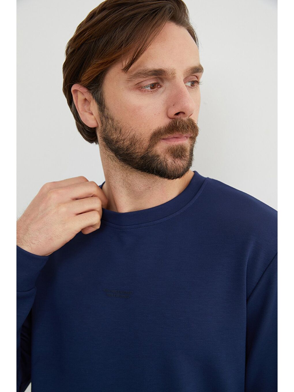 İndigo Basic Bisiklet Yaka Modal Kumaş Sweatshirt-4