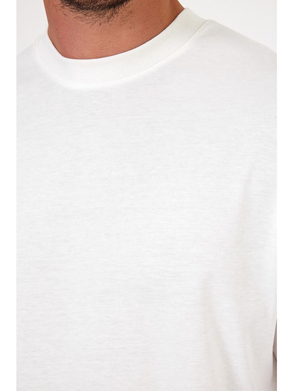 Beyaz Bisiklet Yaka Los Angeles Baskılı Erkek Tişört 7029-1