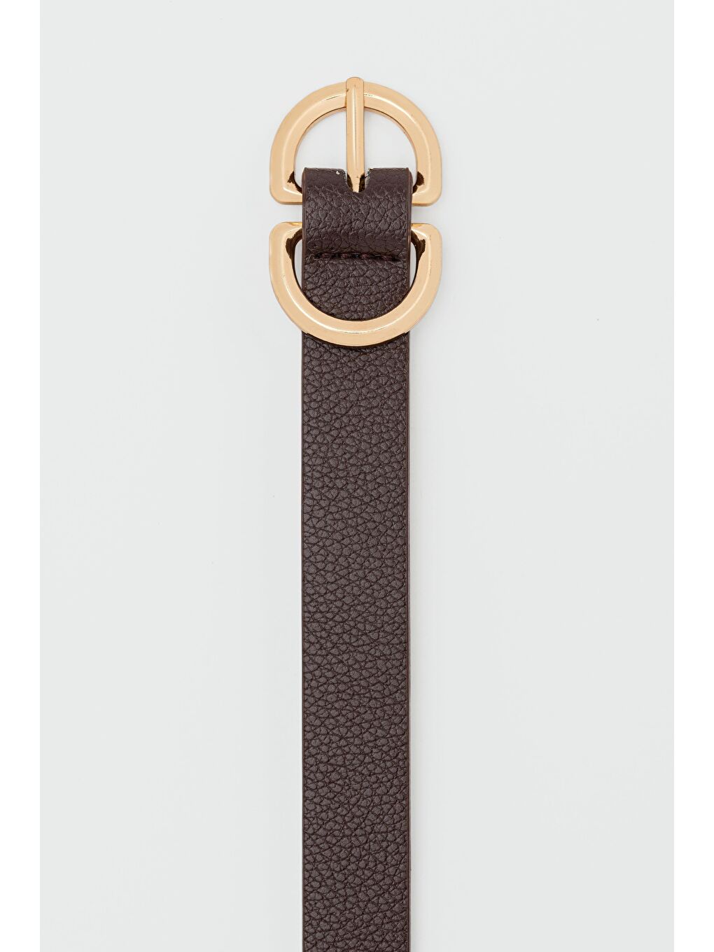 Kahverengi Çift Oval Tokalı Suni Deri Kemer Kahve-2