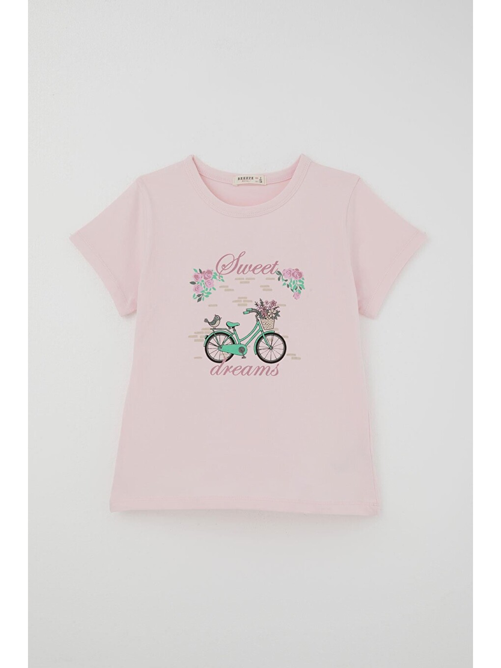Kız Çocuk Kapri Takım Çiçek Ve Kuş Figürlü Pembe (5-10 Yaş)-1