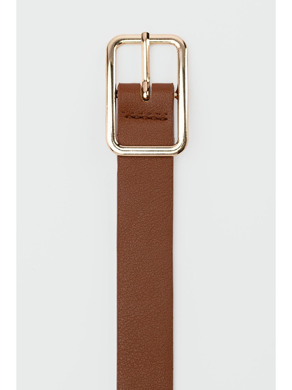 Kahverengi Dikdörtgen Tokalı Klasik Deri Kemer Taba-2