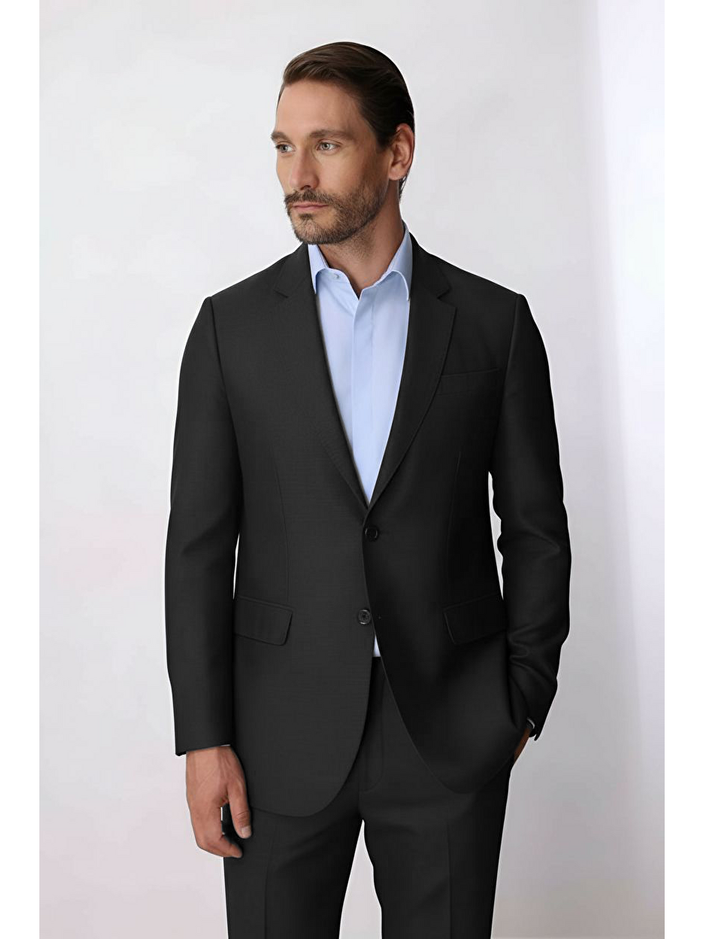 Gri Erkek Füme Regular Fit Klasik Takım Elbise-2