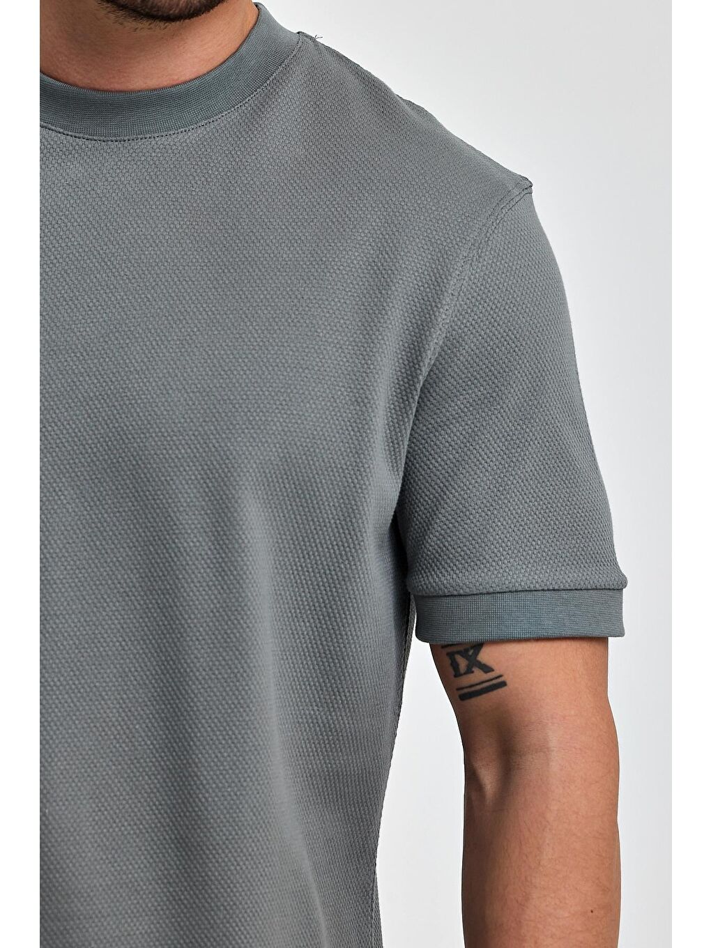 Haki 30-1 Petek Süprem Bisiklet Yaka Erkek Tişört-2