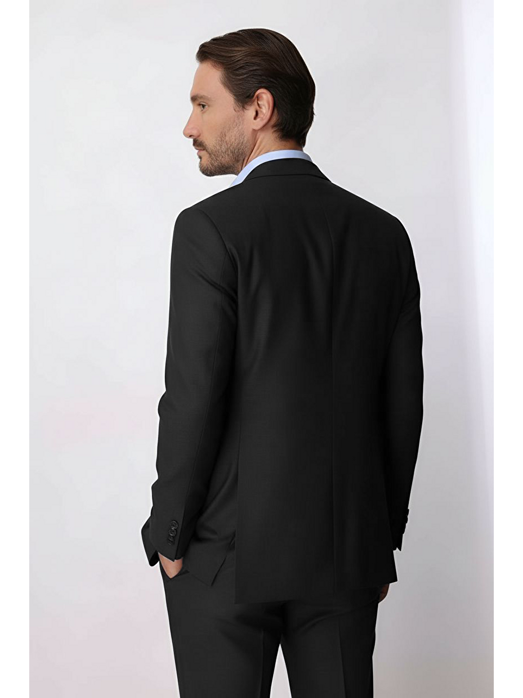 Gri Erkek Füme Regular Fit Klasik Takım Elbise-3