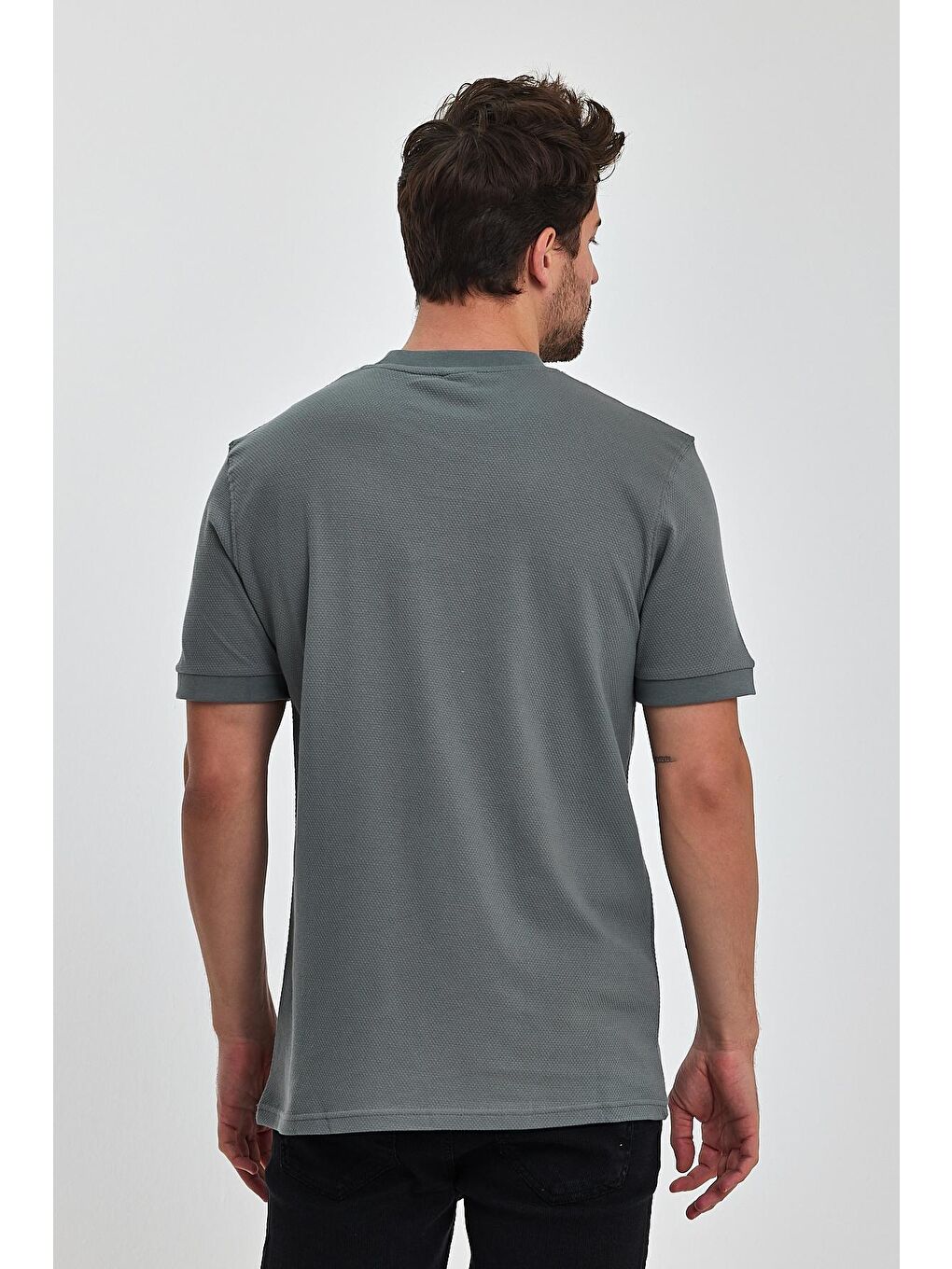 Haki 30-1 Petek Süprem Bisiklet Yaka Erkek Tişört-4