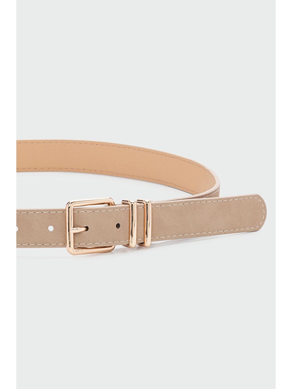 Ekru Kare Tokalı Süet Kemer Krem-1