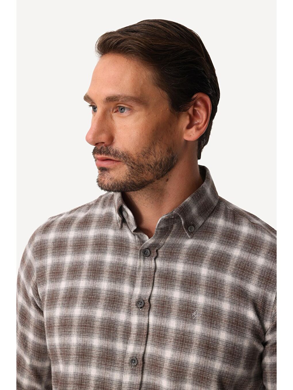 Kahverengi Erkek Kahve Dynamic Fit Düğmelİ Yaka Gömlek-1