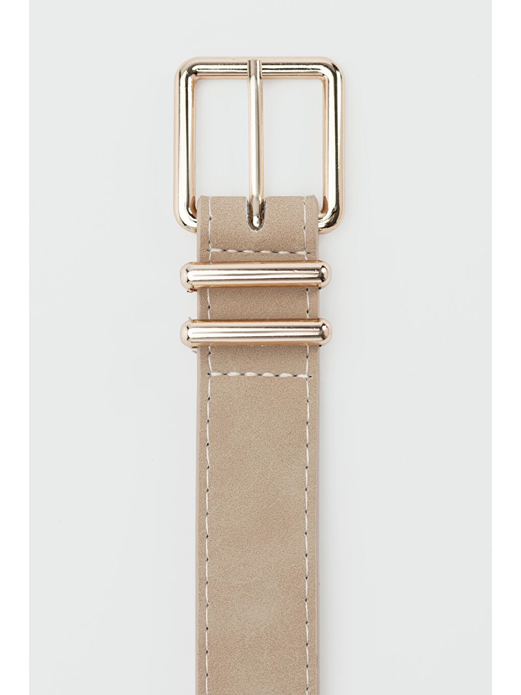 Ekru Kare Tokalı Süet Kemer Krem-2