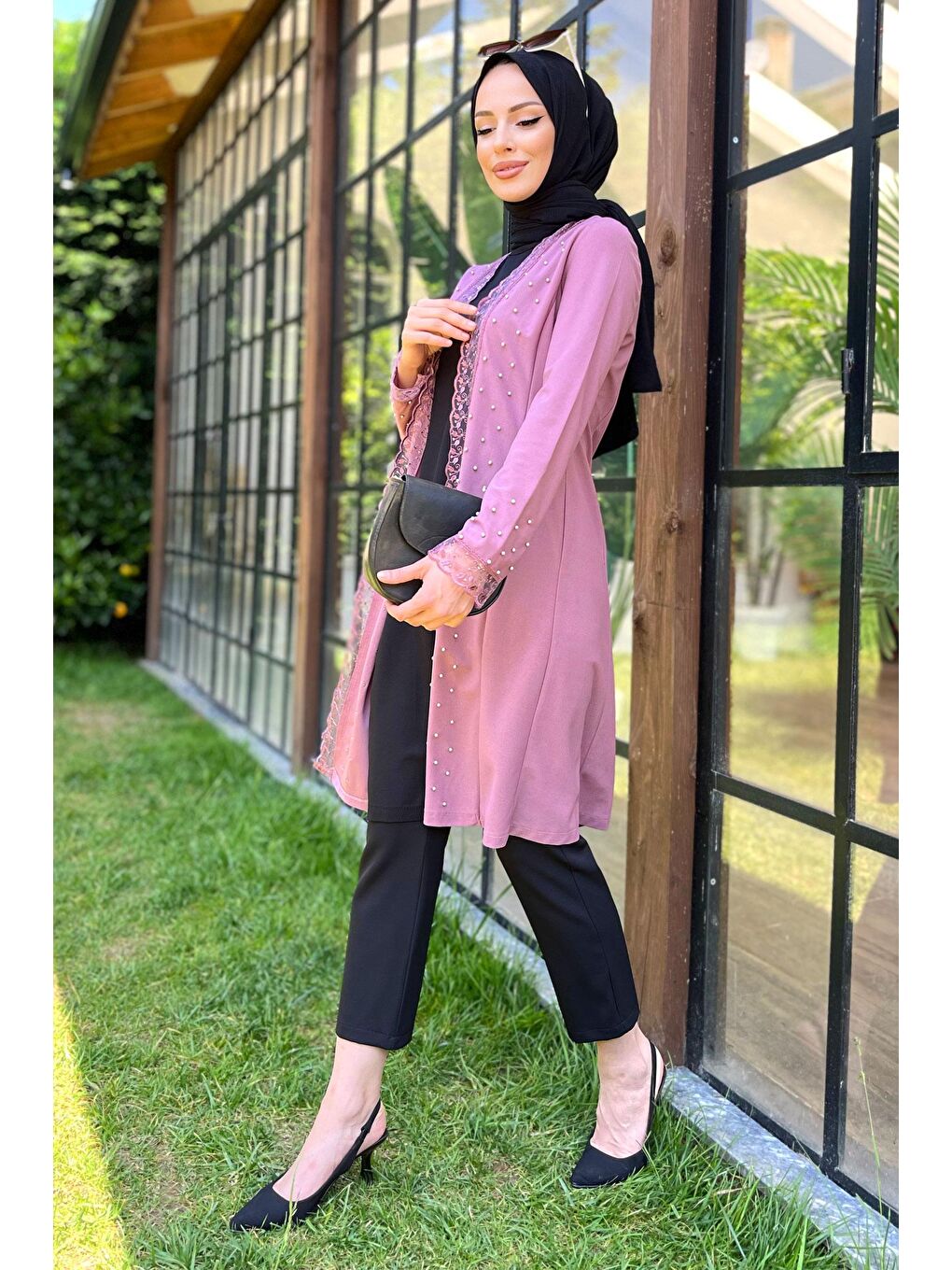 Bisiklet Yaka Kadın Pembe Tunik - 11666-1