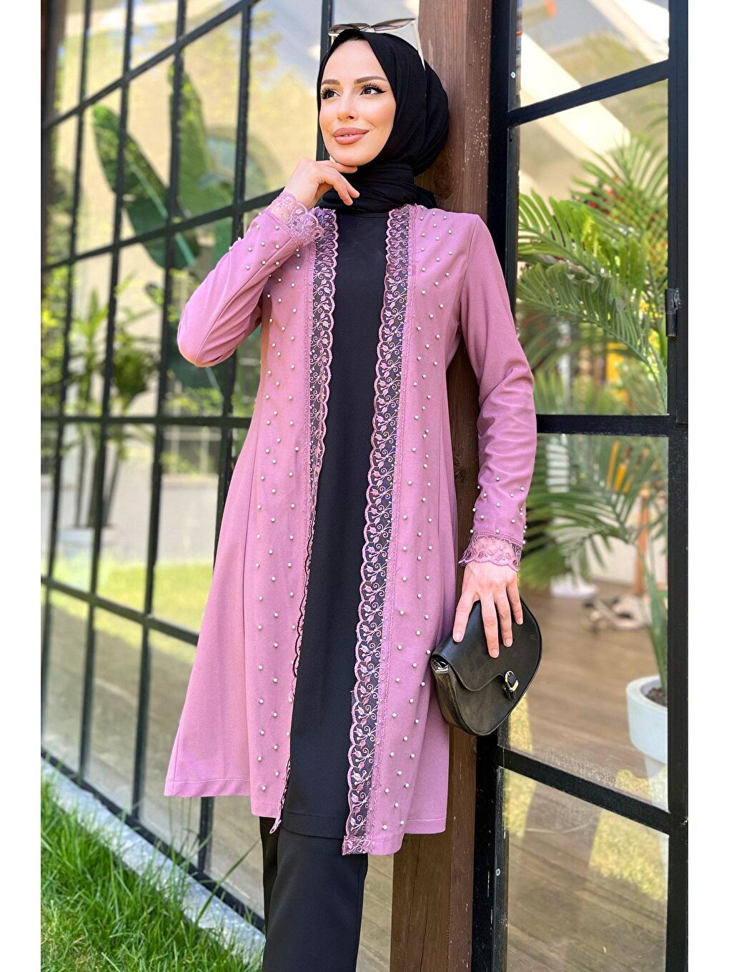 Bisiklet Yaka Kadın Pembe Tunik - 11666-2