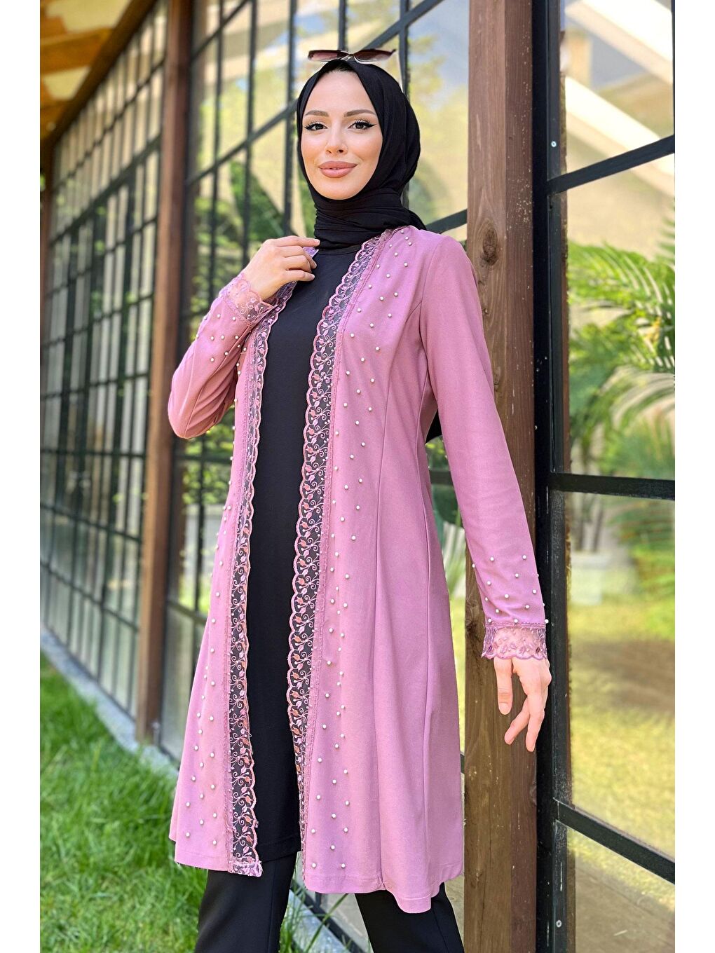 Bisiklet Yaka Kadın Pembe Tunik - 11666-3