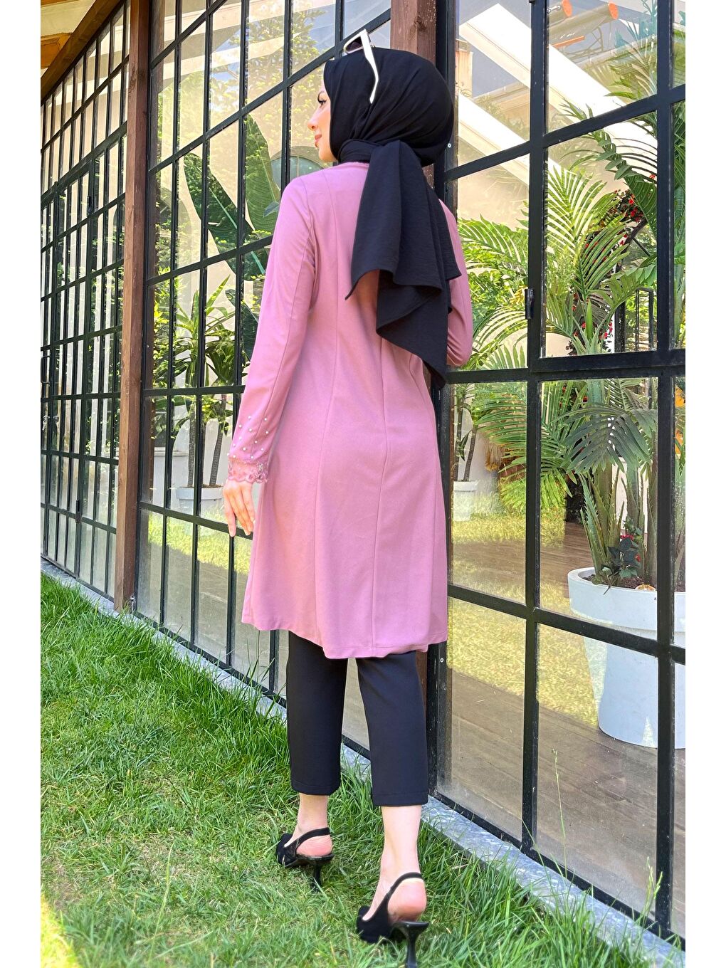 Bisiklet Yaka Kadın Pembe Tunik - 11666-5