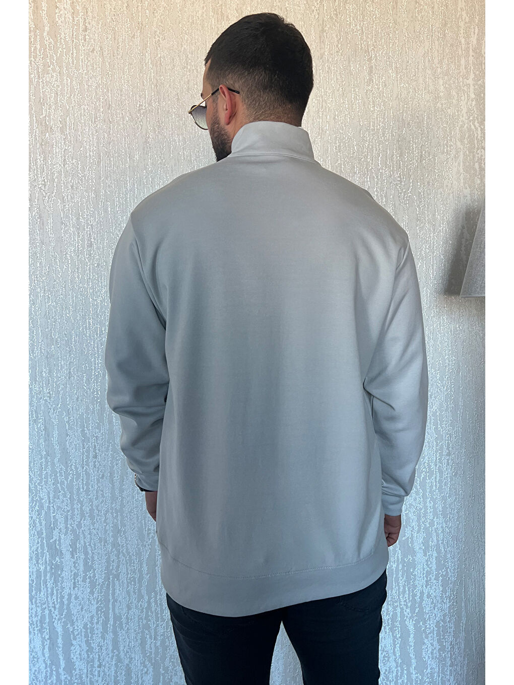 Mishar İtalia Gri Dik Yaka Fermuarlı Erkek Sweatshirt - 2