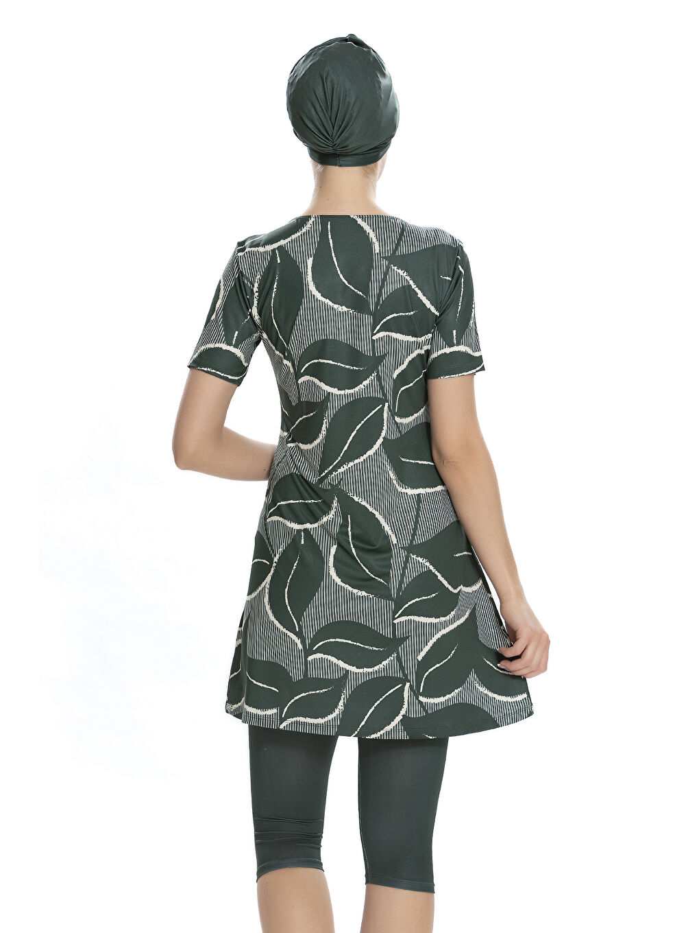 Kısa Kol Taytlı Yarı Kapalı Mayo 202-505 Haki-1